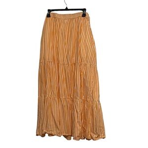 Pact citrus stripe sunset light gauze tiered skirt